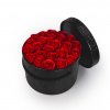 Mýdlové růže ve flower boxu černém - červené růže
