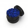 královsky modré mýdlové růže - 15ks, černý flower box