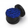 královsky modré mýdlové růže - 23ks, černý flower box