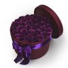 Fialové mýdlové růže v květinovém bordó boxu - 29 růží