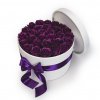 Fialové mýdlové růže v květinovém bílém boxu - 29 růží