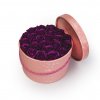 tmavě fialové mýdlové růže - 23ks, růžový flower box