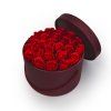 Mýdlové růže v bordó flower boxu - červené růže