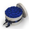 Královsky modré mýdlové růže v květinovém stříbrném boxu - 29 růží