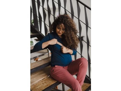 Těhotenská a kojící halenka Milk Shirt s výstřihem do V, modrozelená