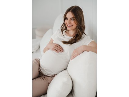Těhotenská halenka Belly s krátkým rukávem, krémově bílá