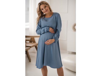 Sukienka ciążowa i do karmienia Lovely Dress Midi rękaw długi błękitna (Velikost S)
