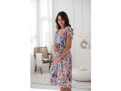 Těhotenské a kojící šaty Lovely Dress Midi s krátkým rukávem, vzor