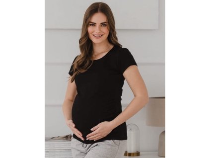 Těhotenská halenka Belly s krátkým rukávem, černá