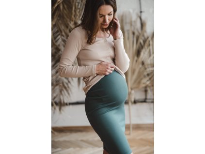 Spódnica ciążowa Tummy z dzianiny w prążek mięta (Velikost XS)