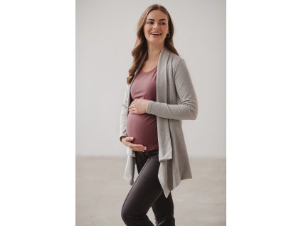 Těhotenský kardigan Mama Wrap, světle šedý melanž