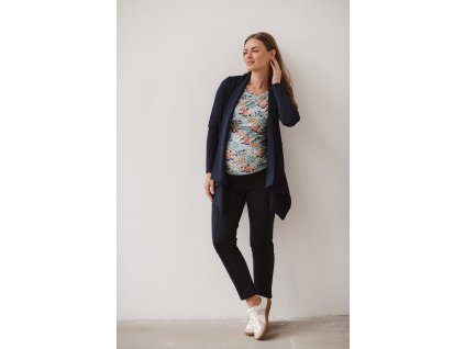 Klasyczne spodnie ciążowe GraceFit Mama navy (Velikost XS)