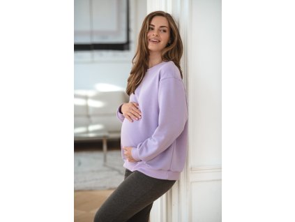 Bluza ciążowa i do karmienia oversize Milk It Easy! liliowa (Velikost XS)