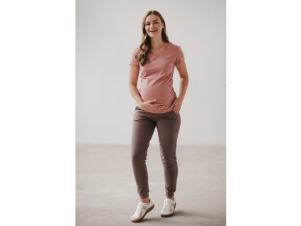 Těhotenská halenka Belly s krátkým rukávem, růžová