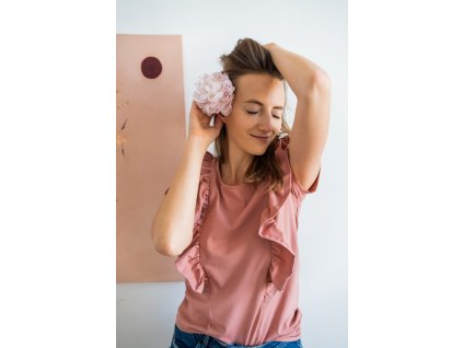 Kojící halenka Milky Waves s krátkým rukávem, růžová