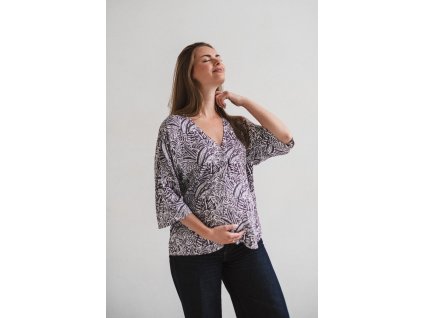 Bluzka ciążowa i do karmienia Bahama Mama w tropikalny print (Velikost XS)