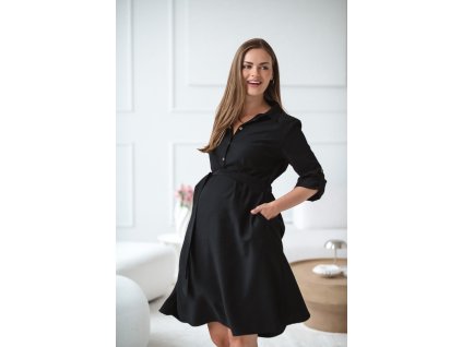 Szmizjerka ciążowa i do karmienia regulowany rękaw czarna (Velikost XS)