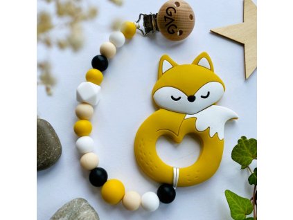 Hryzátko na klipu liščátko Výrazňák SILIKONOVÝ