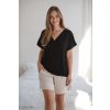 Bambusová halenka na těhotenské kojící pyžamo, krátký rukáv Moon, černá 2