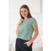 Kojicí halenka, krátký rukáv MamaFlow se zelenými pruhy
