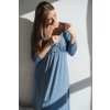 Těhotenská a kojicí noční košile z bambusu Star Light světle modrá, rukáv 7 1