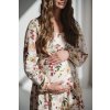 Těhotenské a kojicí šaty se lnem Lovely Dress Midi, krémová s květinovým vzorem 5