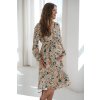 Těhotenské a kojicí šaty se lnem Lovely Dress Midi, béžová s květinovým vzorem 4