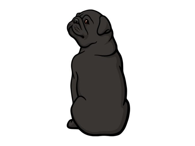 Nálepka, samolepka mops bez ocasku