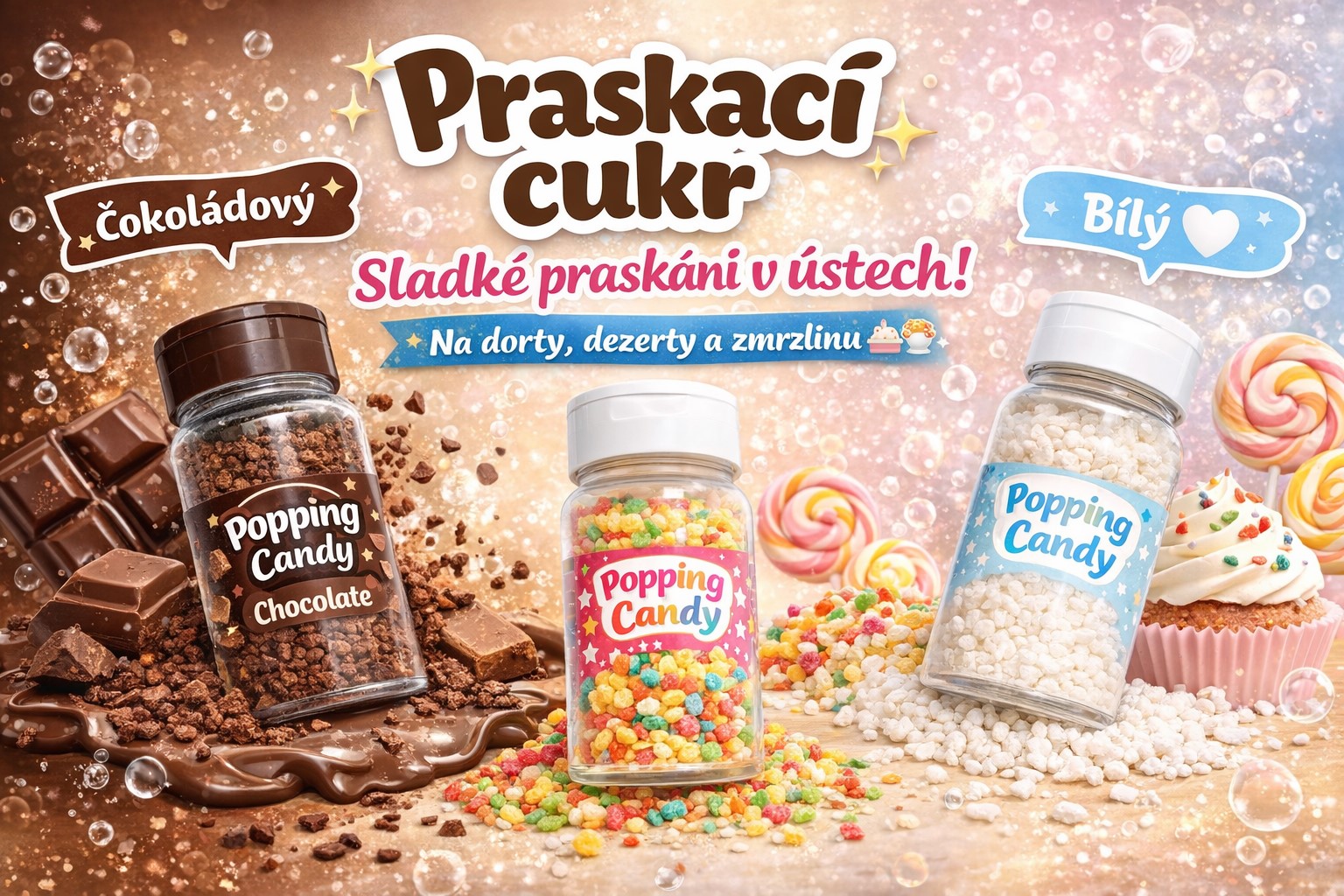 🎆 Novoroční popcakes s praskacím cukrem