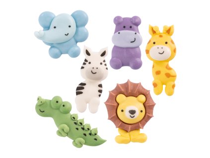 Cukrová dekorace zvířátka ze safari, ZOO - sada 6 ks Günthart