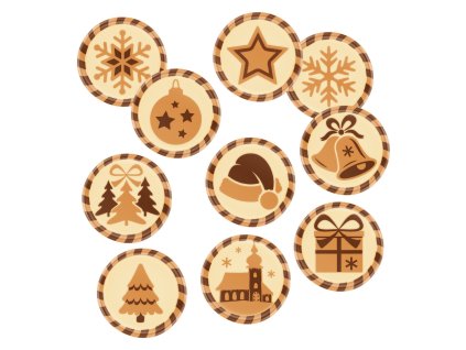 Čokoládová kolečka Vánoce – bílá čokoláda Ø 30 mm - 10 ks