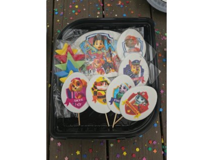 Sada 12ks cukrových zápichů Tlapková patrola – Dekorace na dort