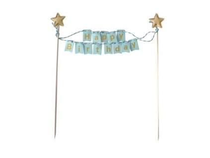 cake topper blue birthday banner