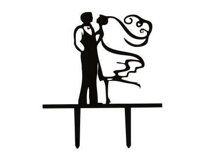 Taarttopper Bruiloft Acryl Zwart 16x13cm 9b29