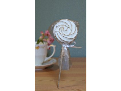 Sněhové lízátko Růže bílá se zlatem | Cukrový zápich na dort