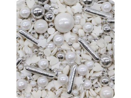 cukrové zdobení silver white wedding mix