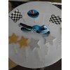 Motorkářská cukrová sada na dort - jedlá cukrová dekorace modrá