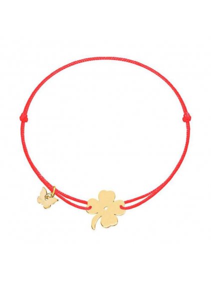 Lucky Clover bracelet yellow gold plated on red 700x