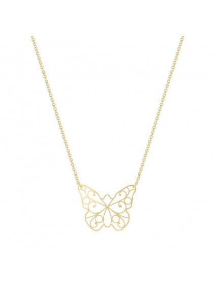Lace Butterfly small necklace yellow gold plated 700x