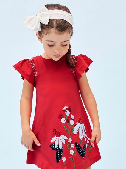 Dívčí šaty s nabíranými rukávy Mayoral