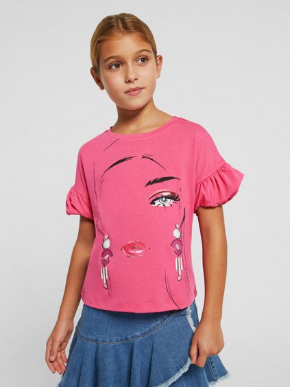 Dívčí triko s nabíranými rukávy Mayoral