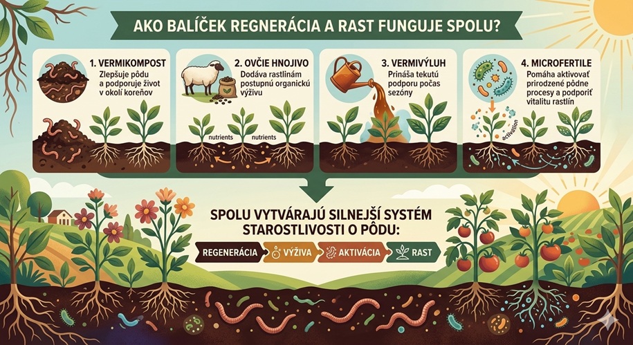 Balíček Regenerácia a rast - Ako balíček funguje spolu - 4 produkty 1 cieľ