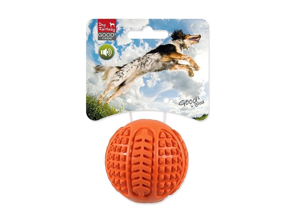 Hračka DOG FANTASY guma - pískací míček oranžový 6,3cm