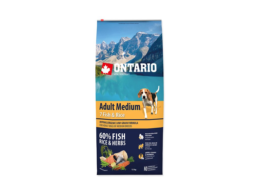 ONTARIO Adult Medium 7 Fish & Rice 2x12kg