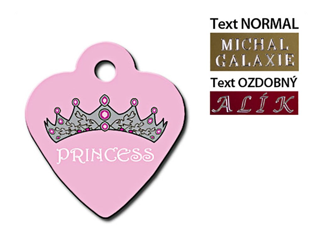 QUICK TAG gravírovací známka - růžové srdíčko Princess (S) (DOPRODEJ)