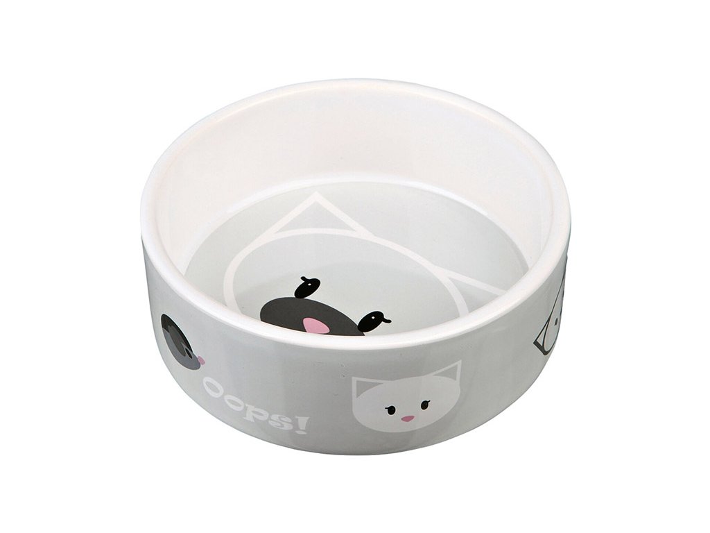 Keramická miska TRIXIE bílá s kočičí hlavou 0,3l (12cm) (MIX BAREV)