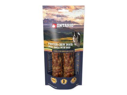 ONTARIO Medium Dogs Protein Chew Snack Small Roll with Beef 12,7cm (2ks) 90g