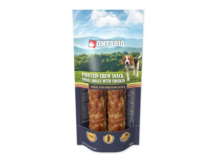 ONTARIO Medium Dogs Protein Chew Snack Small Roll with Chicken 12,7cm (2ks) 90g