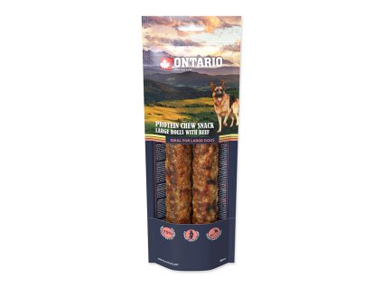 ONTARIO Large Dogs Protein Chew Snack Large Rolls with Beef 25,4cm (2ks) 180g