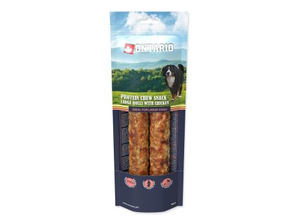 ONTARIO Large Dogs Protein Chew Snack Large Rolls with Chicken 25,4cm (2ks) 180g